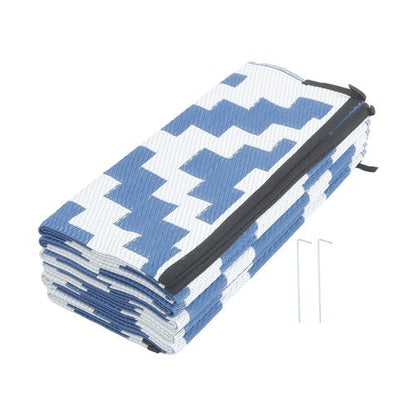 9x12ft Outdoor Plastic Straw Rug For Camping Outdoor Carpet RV Mat Blue & White