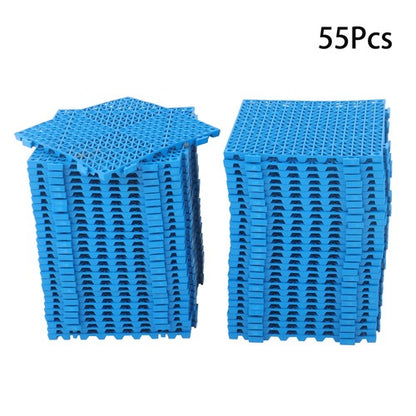 55PCS 12 x 12in Interlocking Drainage Floor Tiles Modular Interlocking Tile Blue