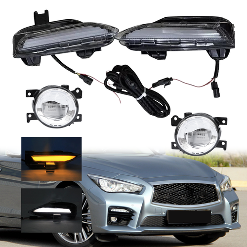 4PCS LED Double Color Fog Lights Turn Signal for 2014-2020 for Infiniti Q50