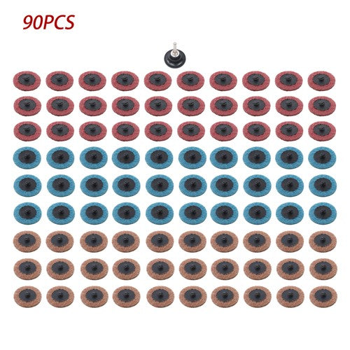 2 Inch Fine Medium and Coarse Quick Change Torque Sanding Discs Set - 90 Pack