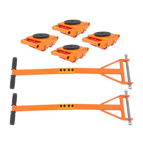 4 Pcs Machinery Skates Dolly With Handle 360�� Rotation 6T/13200Lbs Heavy Duty