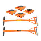 4 Pcs Machinery Skates Dolly With Handle 360�� Rotation 6T/13200Lbs Heavy Duty