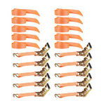 10pc 1.5"x15' Ft Ratchet Tie Down Cargo Straps J Hooks Heavy Duty Tie Downs NEW