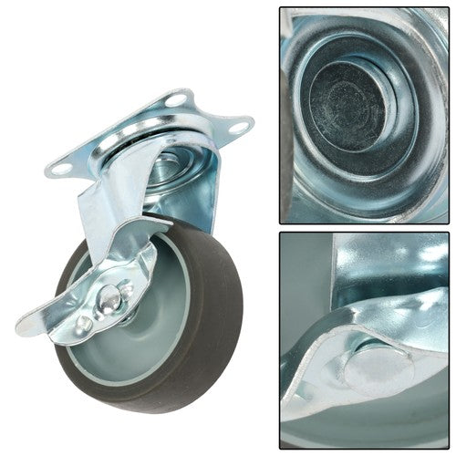 8 Pack 3 Inch Universal Caster Wheels Heavy Duty Casters with Side Brake Grey