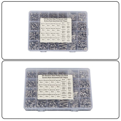 700 Pack Stainless Steel nut and bolt combination kit 4-40#6-32#8-32#10-24