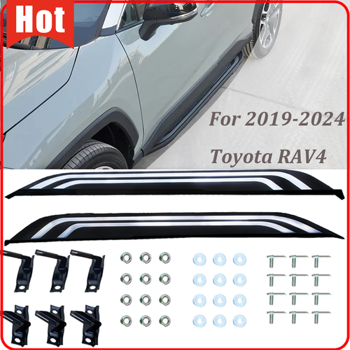 Side Step Bars Running Boards Nerf Bar Aluminum 2PCS for 2019-2024 for Toyota RAV4
