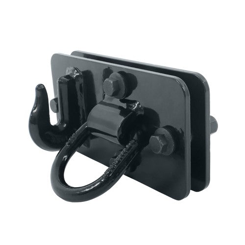 2 Pack Tractor Bucket Hooks with Tie down Ring, Grade 70 Forged Steel Black