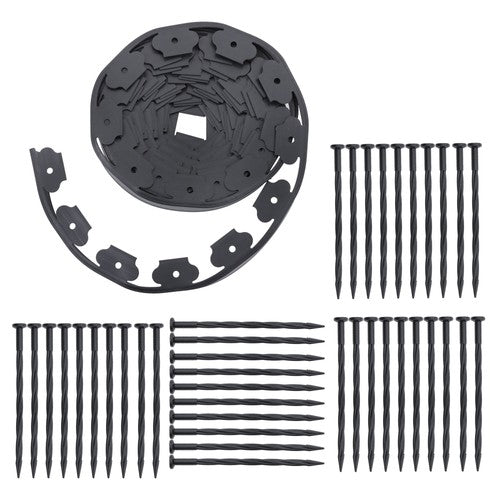 Lawn Border L-shaped Lawn Garden Edging Kit 40FT With 40Pcs Anchoring Spikes