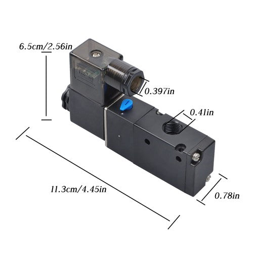 DC 12V 3-Way 2 Position 1/4"PT Pneumatic Air Control NC Solenoid Valve w/ Light