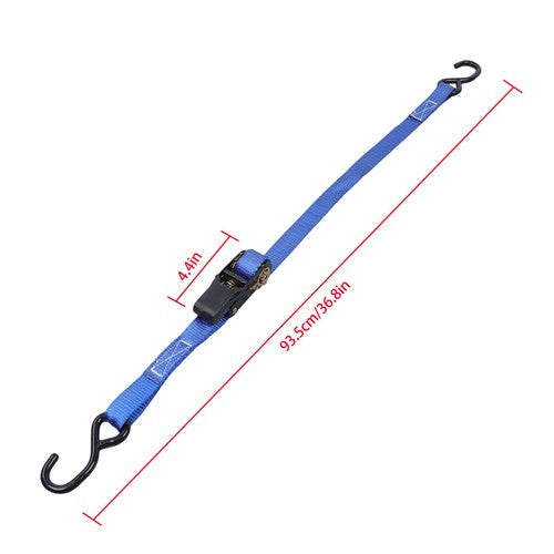 Ratchet Strap*2 Steel+Polyester Blue Fracture Strength 2400lbs 1in*4ft S Hooks