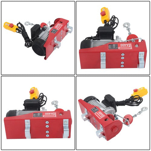 Mini Electric Hoist PA400 880lbs 14ft/4.2m Wired Remote Control Ring Axle Belt