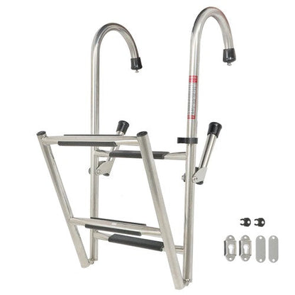 New Stainless Steel Folding Telescoping Ladder Dock Ladder 2 Step+2 Step USA
