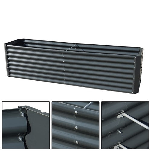 8x2x2 Ft Metal Raised Garden Beds Metal Planter Box Easy Assembl