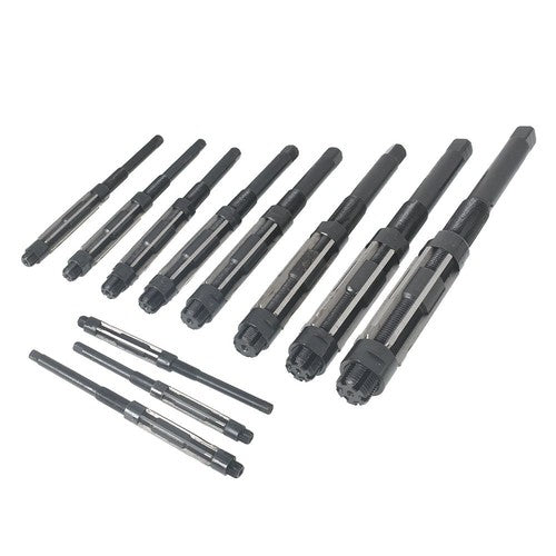 Adjustable 11Pcs Hand Reamers A-K, H4-H14, 15/32 to 1-1/2, HSS 6 Blades