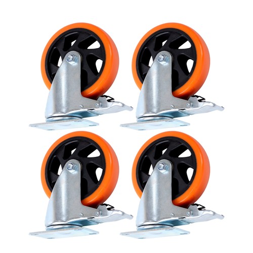 5 inch Swivel Caster Wheels with Dual Locking, Heavy Duty Castors Set of 4