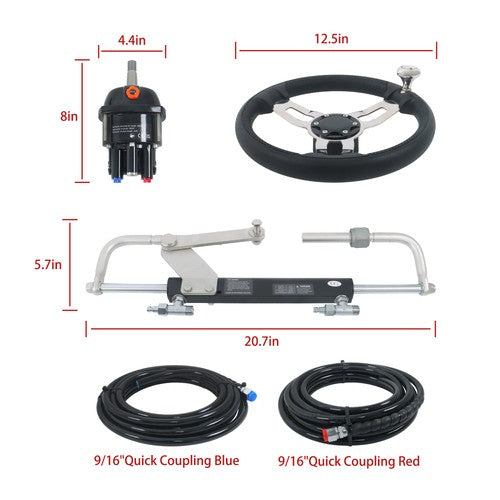 NEW 90HP Hydraulic Outboard Steering Kit With 20ft High Strength Nylon Hose