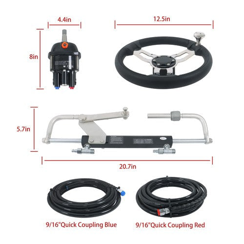 NEW 90HP Hydraulic Outboard Steering Kit With 20ft High Strength Nylon Hose