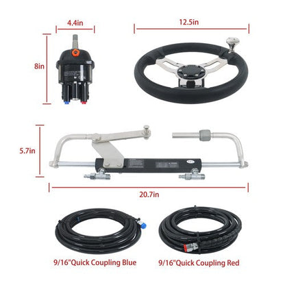 NEW 90HP Hydraulic Outboard Steering Kit With 20ft High Strength Nylon Hose