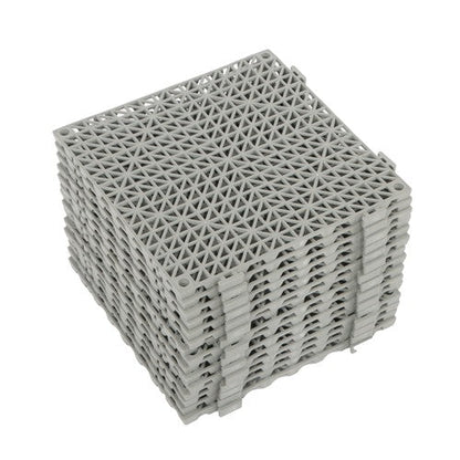 12"x12" Gray PVC Non-Slip Interlocking Drainage Floor Mat For Bathroom 55 Pack