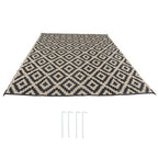 10x14 ft Waterproof Outdoor Rug Outdoor Plastic Straw Rug Carpet Black & Beige