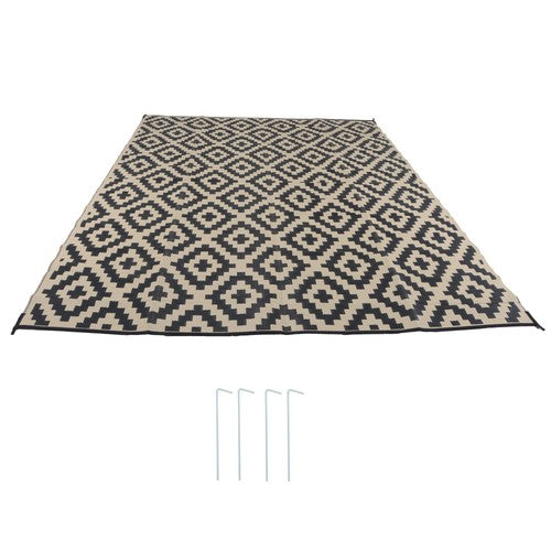 10x14 ft Waterproof Outdoor Rug Outdoor Plastic Straw Rug Carpet Black & Beige