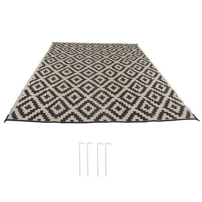 10x14 ft Waterproof Outdoor Rug Outdoor Plastic Straw Rug Carpet Black & Beige