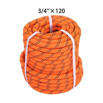 Orange & Black 48 Strands Polyester Braided Arborist Bull Rope 8626lbs 3/4"×120'