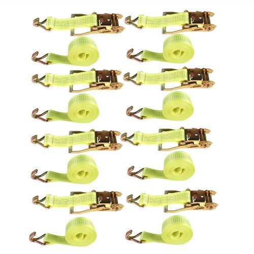8-Pcs 2" x 15 Ft Ratchet Straps With J Hook 5000 Lbs Heavy Duty Tie Downs