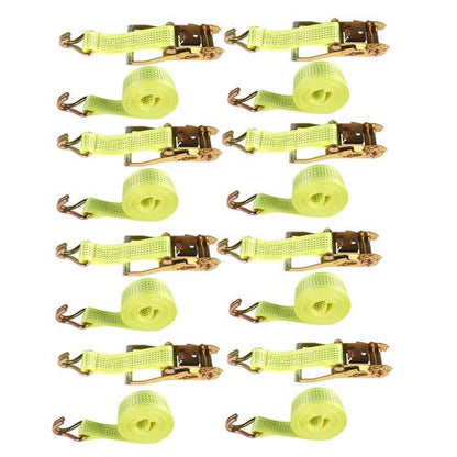 8-Pcs 2" x 15 Ft Ratchet Straps With J Hook 5000 Lbs Heavy Duty Tie Downs