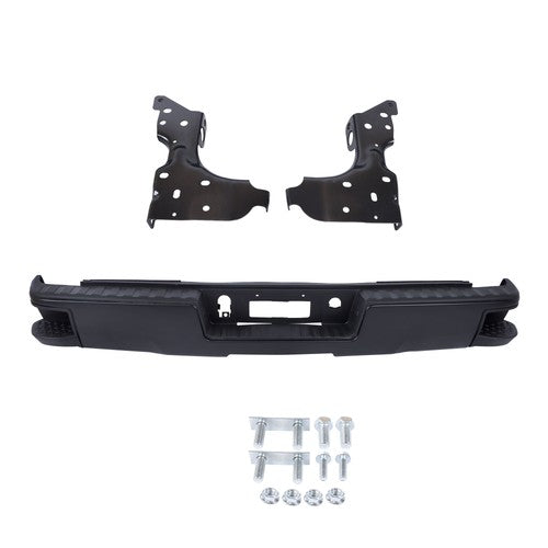 W/o Sensor Holes Steel Black Rear Bumper For Chevrolet Silverado 1500 2014-2018