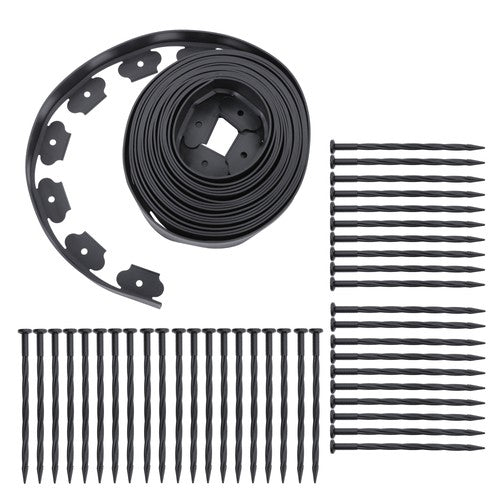 Lawn Border L-shaped Lawn Garden Edging Kit 40FT With 40Pcs Anchoring Spikes