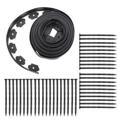 Lawn Border L-shaped Lawn Garden Edging Kit 40FT With 40Pcs Anchoring Spikes