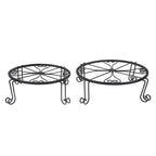 2 Pack 10" 12" Metal Plant Stands Outdoor Indoor Round Pot Stand Rustproof Black