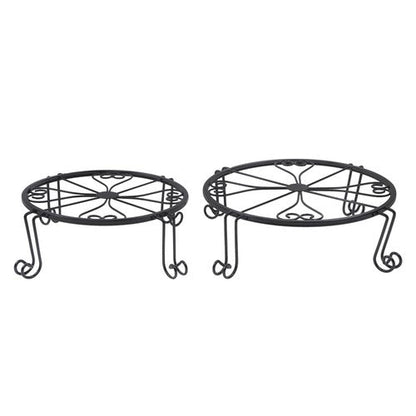 2 Pack 10" 12" Metal Plant Stands Outdoor Indoor Round Pot Stand Rustproof Black