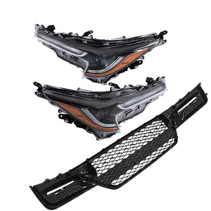 Black For Toyota Corolla 2023-2024 Pair LED Clear Headlights&Front Lower Grill