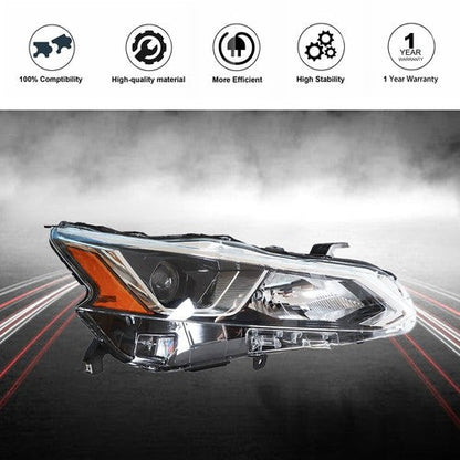 For Nissan Altima 2019-2020 LH+RH Headlight Headlamps Clear Lens Halogen Chrome