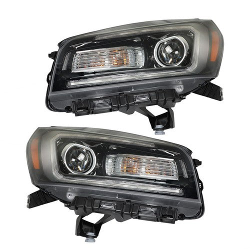 Headlights Halogen W/LED Tube Headlamps For GMC Acadia 2013-2016 2PCS Clear Lens