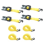 4 Pc 1.5" inch x 16' Ft Ratchet Tie Down Cargo Straps 1100 Lbs J Hooks