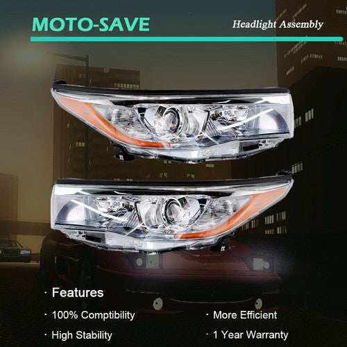 Left+Right Side Clear Front Headlights Headlamps For Toyota Highlander 2014-2016