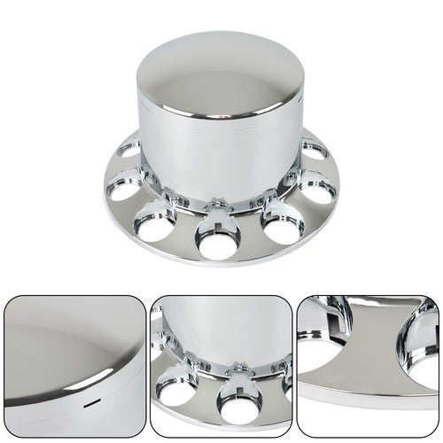 Semi Truck 33mm Chrome Wheel Axle Covers w/ Hub Caps Lug Nuts
