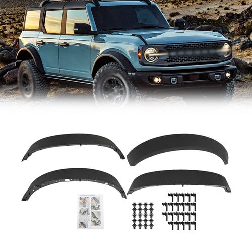 New Plastic Black Wide Wheel Lip Fender Flares Fit For Ford Bronco 2021-2024
