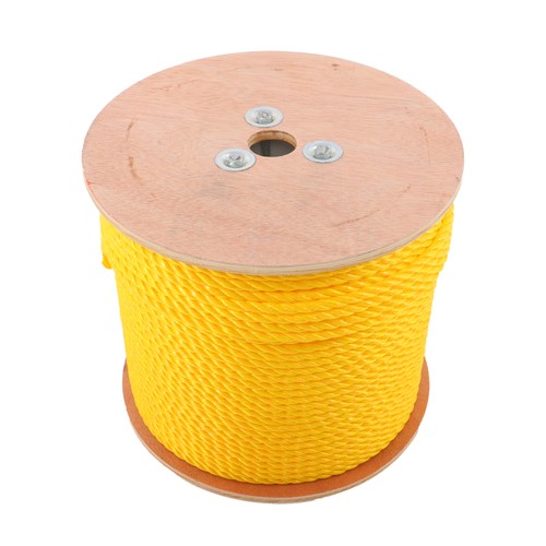 1/4 Inch by 600 Feet 3-Strand Yellow Braided Rope Breaking Strength 8500 pounds
