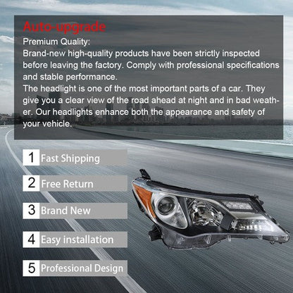 Fit For Toyota RAV4 2013 2014 2015 LH+RH Headlight Headlamps Clear Lens Halogen