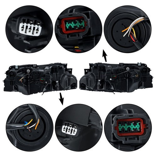 LH+RH Side Black Housing For Nissan Rogue 2021-2023 Headlights Replacement LED
