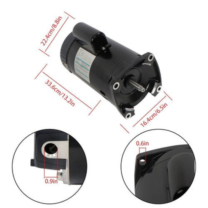 1HP B2848 B848 Single Speed Pool Pump Motor W/GO-KIT-32 Y56Y Frame Square Flange