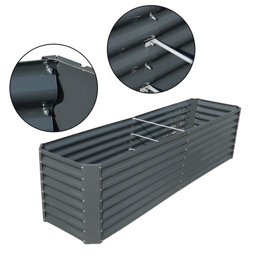 8x2x2 Ft Metal Raised Garden Beds Metal Planter Box Easy Assembl