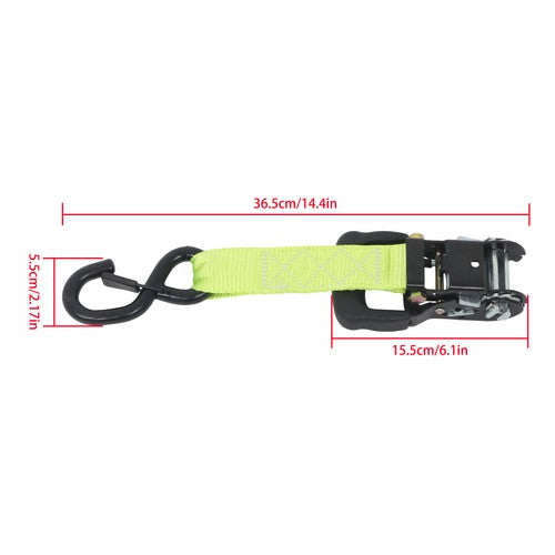 4-Pack 1.6"x8' Green Ratchet Straps Kit 5,208lb Break Strength w/ Safety S Hooks