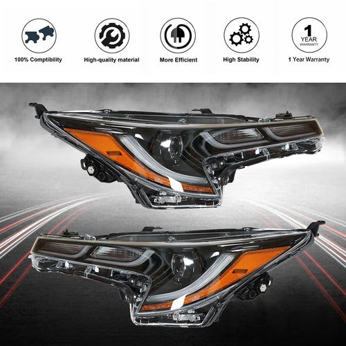 Left+Right Side Headlights Headlamps Black Housing For Toyota Corolla 2020 2021