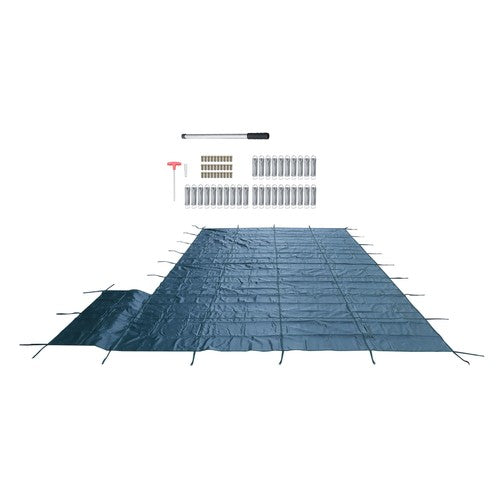 Inground Pool Safety Cover Fits 18 x 36ft With Right Steps Mesh Solid