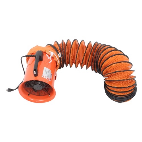 Portable Blower Steel 8 Inch, 900CFM 180W Industrial Orange 16.4ft Ducting